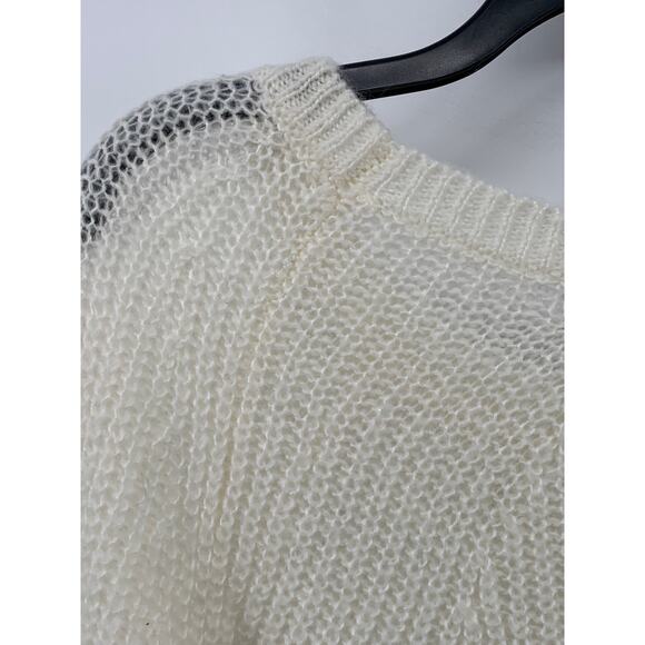 PROJECT NAADAM Women's Off-White Knit Scoop-Neck Long Sleeve Bow Sweater SZ L - Picture 6 of 10